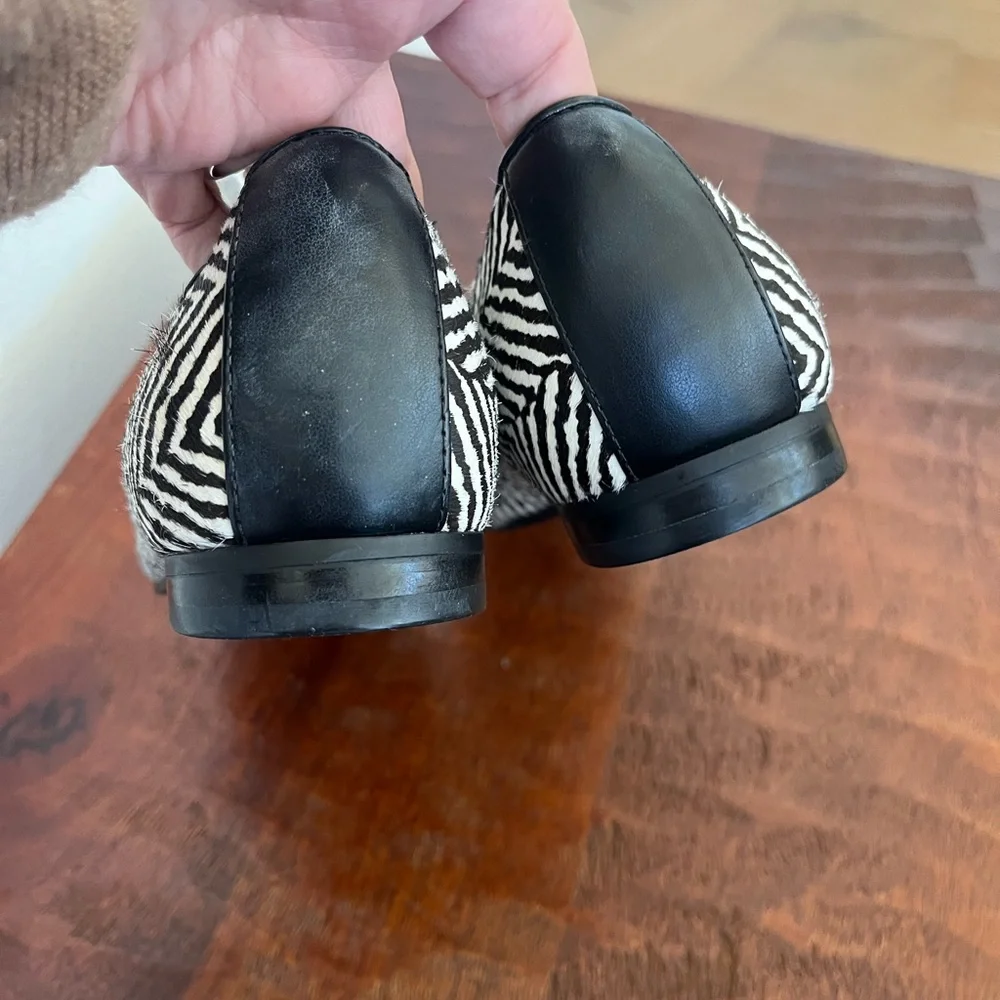 Vionic Willa Herringbone Calf Hair Loafer Black & White Zebra Preppy Minimalist